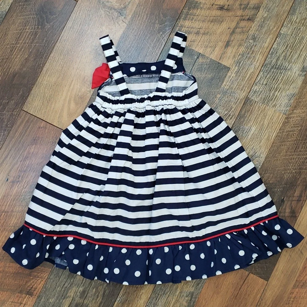 Gymboree Navy Blue and White Striped Ruffle Sleeveless Dress, Size 18-24 Months